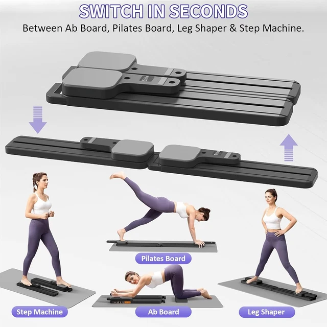 Faltbares Home Workout Faltbares Pilates Reformer Board Mit Ab Roller - 4-in-1 Home Fitness Gerät Für Bauchtraining Multifunktionales Bauchbrett