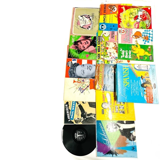 Juego de 15 discos educativos fotos e imágenes de archivo de vinilo