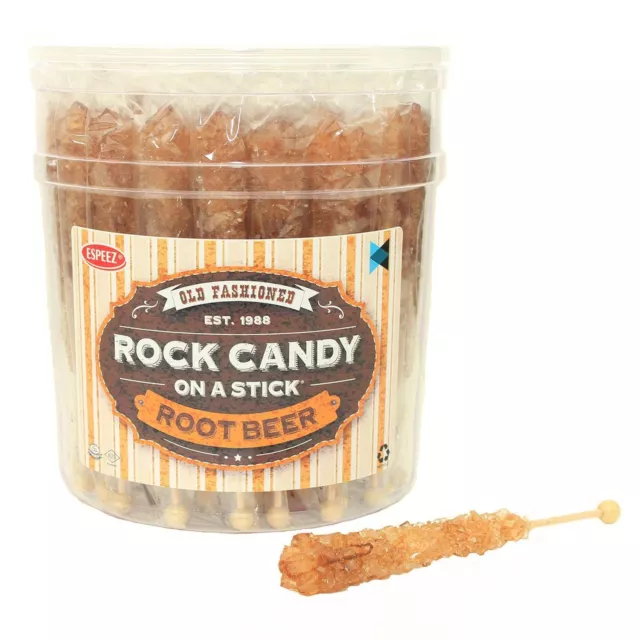 Rock Candy Sticks - Swizzle Sticks - 36 Sticks (Brown / Root Beer)