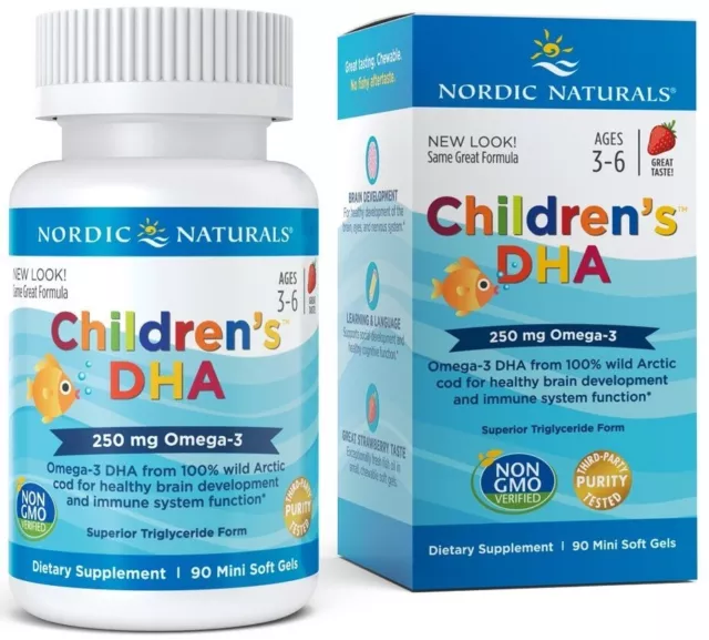 Nordic Naturals Childrens DHA 250mg Softgels 3 Sizes | Kids Omega 3 Fish Oil EPA