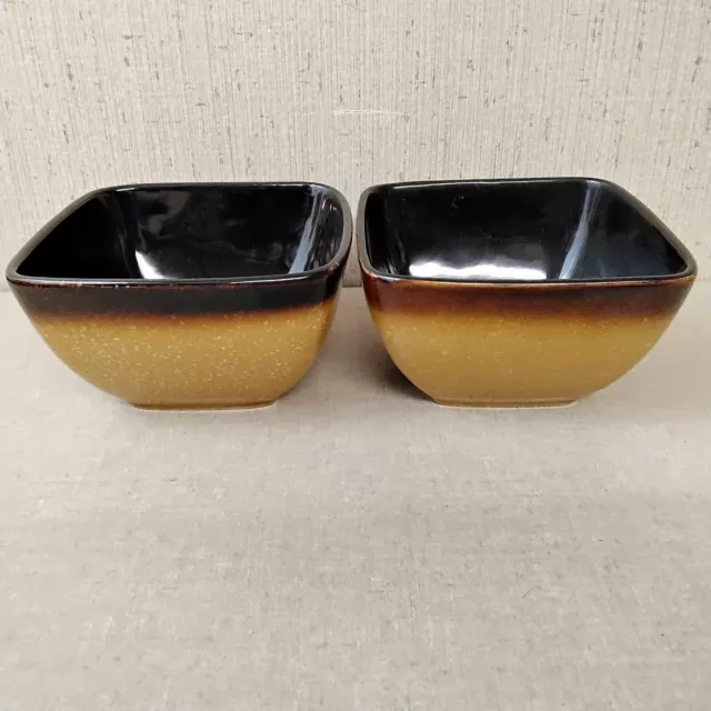 Sanibel Shores Brown Yellow Square Bowls 2 CT