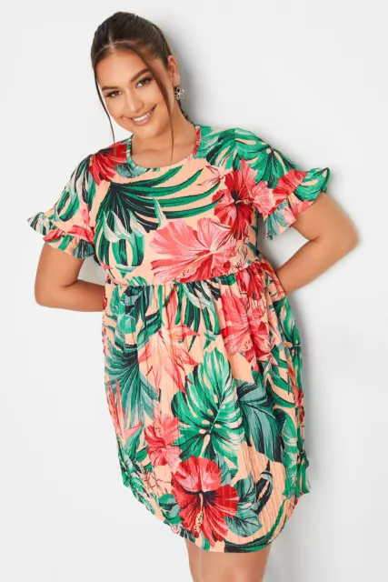 Yours Curve Womens Plus Size Tropical Floral Print Smock Tunic Dress