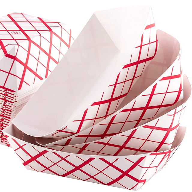 50PCS Paper Food Tray Boat Disposable Serving Trays for Food Snack Hot Dogs