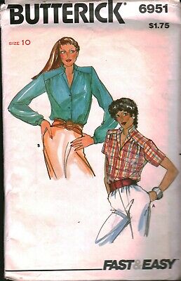 6951 Vintage Butterick SEWING Pattern Misses Loose Fitting Button Front Blouse