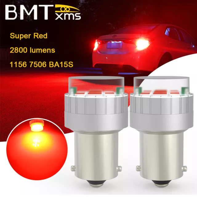 1156 7506 LED Brake Tail Stop Parking Light Bulbs Red For 2015+ Jeep Renegade