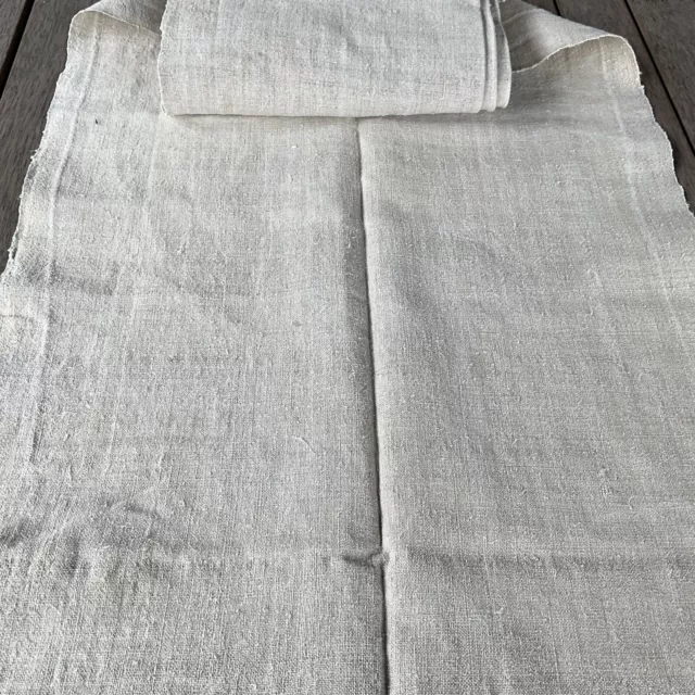 Handwoven Linen Fabric Antique European Homespun Textile Primitive Roll 2.8 yd