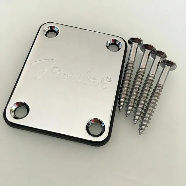 For Fender Strat Tele Electric Guitar Neck Plate Chrome Engraved Fender Logo 2