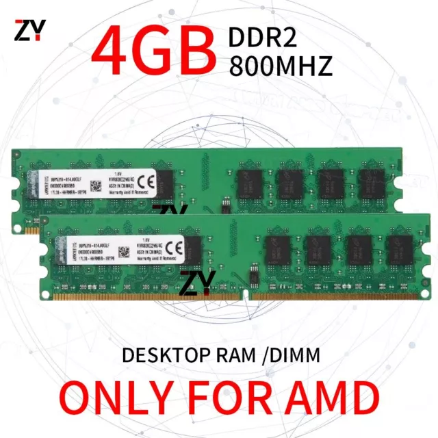 8Go Kit (2x 4Go) DDR2 PC2-6400U 800MHz 240Pin AMD Desktop RAM Pour Kingston FR