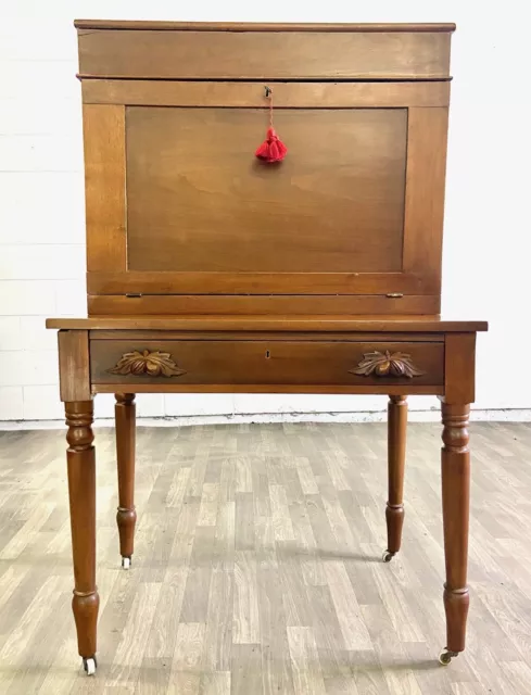 Rare Antique 1800s Victorian Style Fall Front Secretary Plantation Writing Desk 2