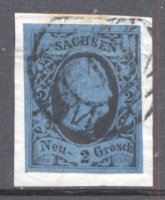 Sachsen 5 auf Briefstück gest. Nummernstempel 1 (DRESDEN)