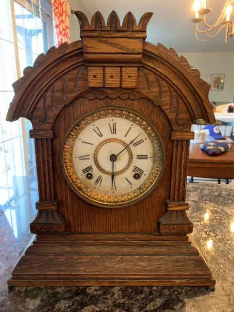Antique Ansonia Clock Co. " Tunis " Eight Day Shelf Mantle Clock Beautiful!