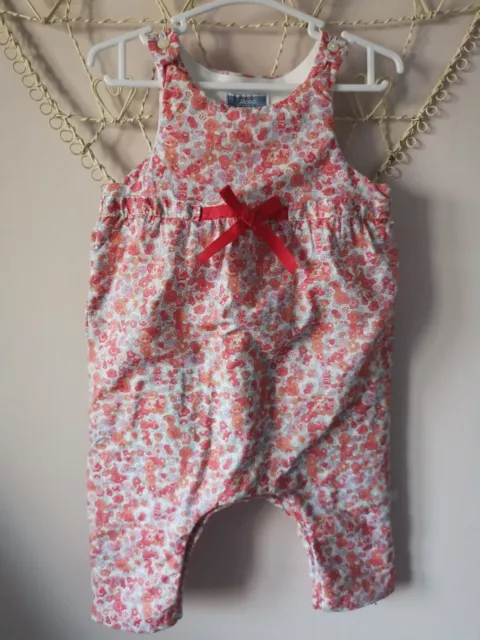 Jacadi Paris Red Floral Padded Dungarees age 6 months