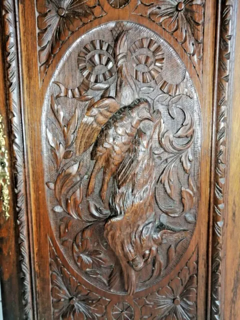 28" French Antique Architectural Hunting Gothic Bird Rabbit Panel Door Solid Oak 2