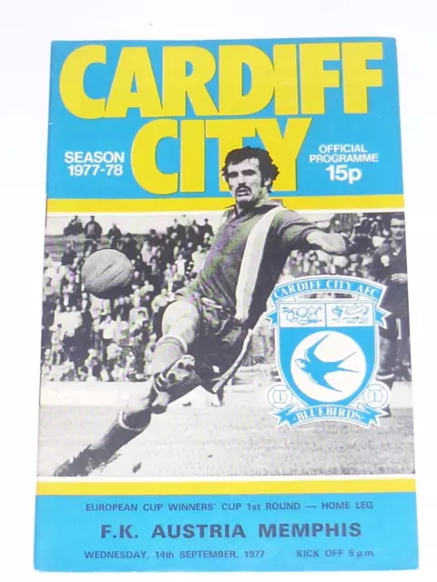 1977/78 Cup Winners Cup 1st Round **CARDIFF CITY V FK AUSTRIA MEMPHIS**14th Sept
