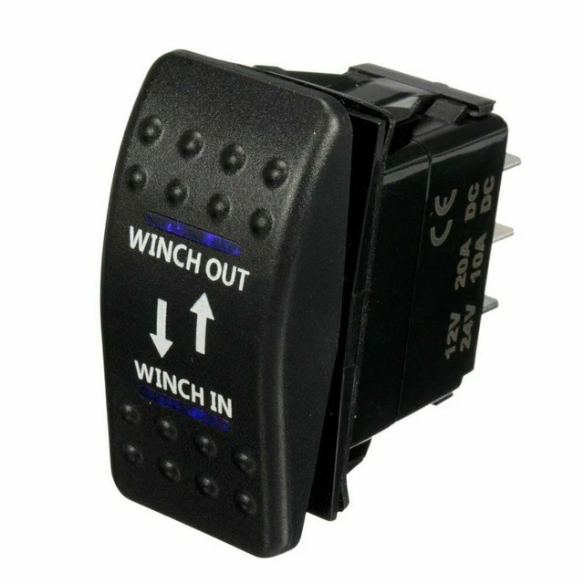 Momentary Light Button Rocker Toggle Switch LED Winch in Out ON-Off-ON 7Pin SPDT