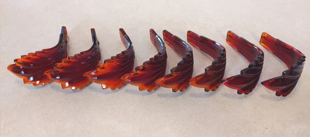 8 Vintage Red Depression Glass Feather Deco Style Curtain Tie Back 4 Sets 2