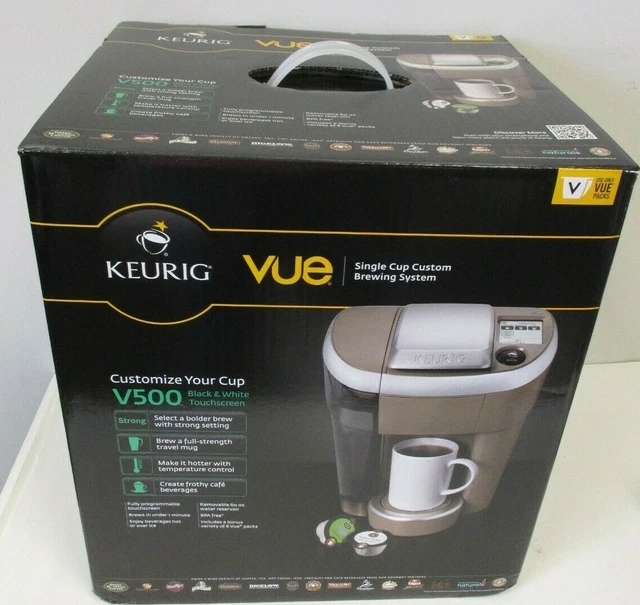 Keurig Vue V500 Single Cup Custom Brewing System. Black And White Touchscreen