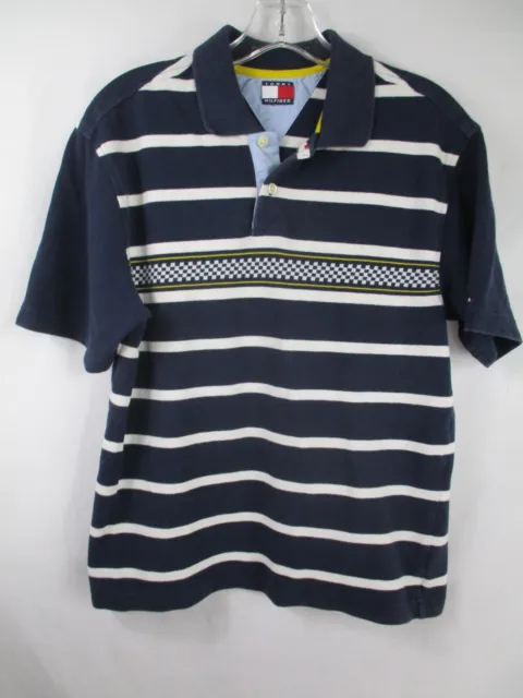 Tommy Hilfiger Boy'S Size L 100% Cotton Short Sleeve Striped Polo Shirt