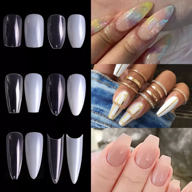 500PCS Franch Fake Nail Women Full/Half Cover Ballet Coffin Nails Extension Tips
