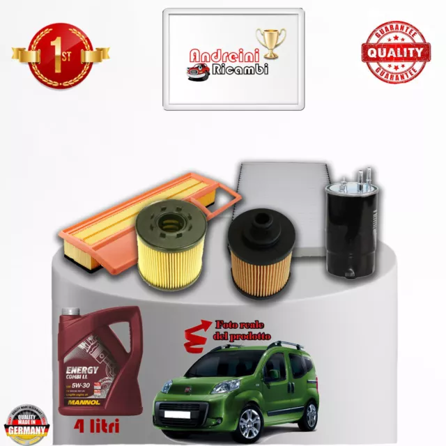 Kit Tagliando Filtri + Olio Fiat Qubo 1.3 Multijet 16V 55Kw 75Cv Dal 2008 ->