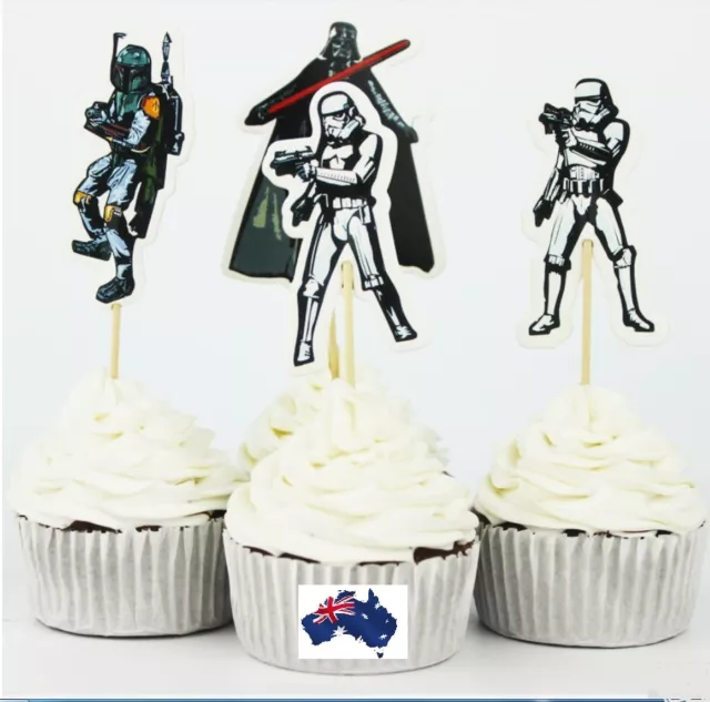 12 x Star Wars Theme CUPCAKE CAKE JELLY CUP TOPPERS Children Birthday Party