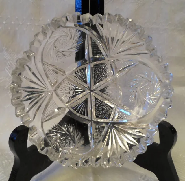 Antique American Brilliant Period Cut Glass Crystal Bowl 5" Sawtooth Edge