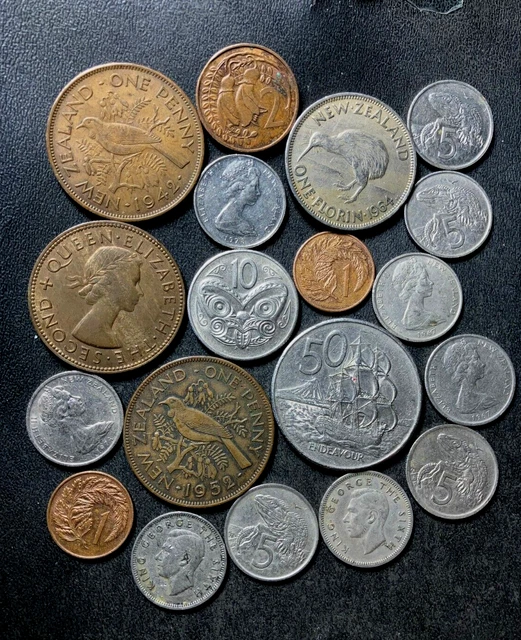 Old New Zealand Coin Lot - 1942-Present - 19 Quality Coins - Lot #J7