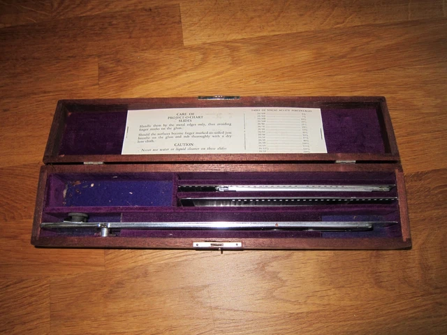 Vtg American Optical Optometrists Project-O-Chart Eye Chart Slides Set W Case