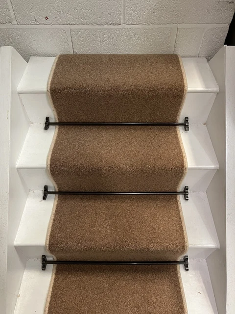 CORREDOR DE ESCALERA DE ALFOMBRA DE LANA ÁTICO 80/20, 50 oz bronceado, 55 cm de ancho, 16 pasos