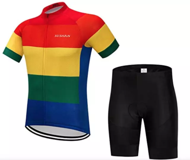 Hommes Maillot pour Vélo Set Pantalon Manches Courtes de Cyclisme Siège