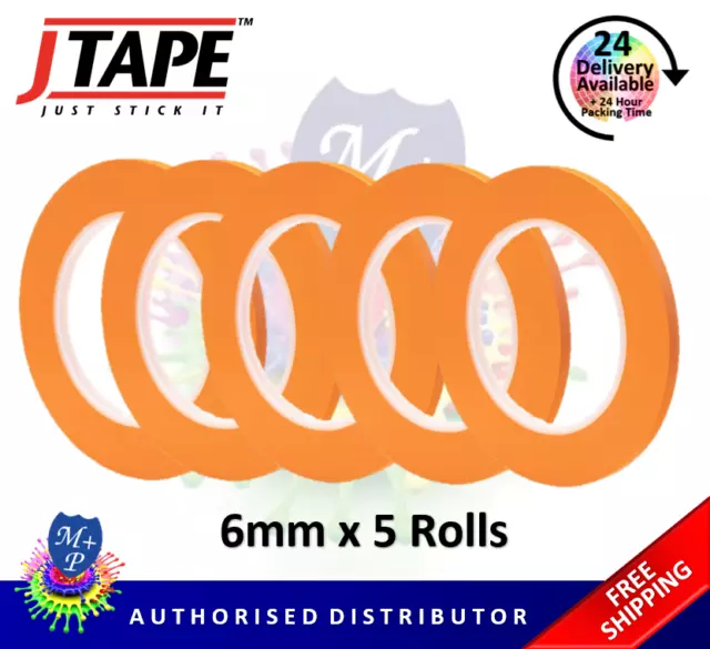 5 X J Tape Fine Line Orange Masking Tape Detailing Heat Resistant 6mm x 55m
