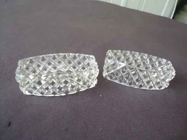 2  vintage art deco crystal serviette napkin rings large