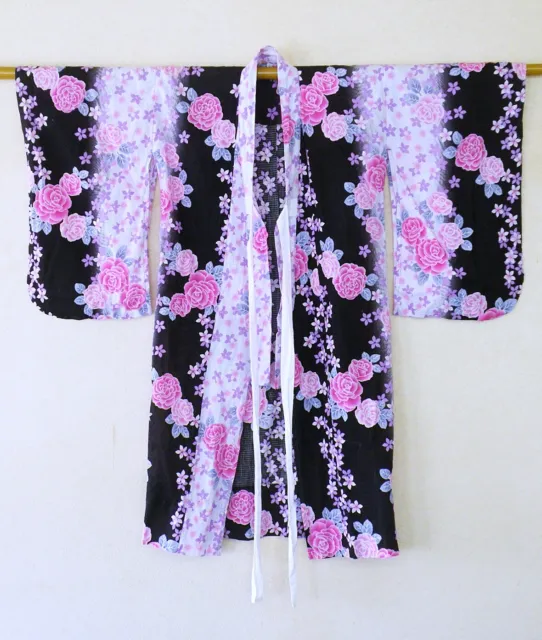 Japanese Yukata Children Girl Kids Robe Cotton Obi Kimono Gown