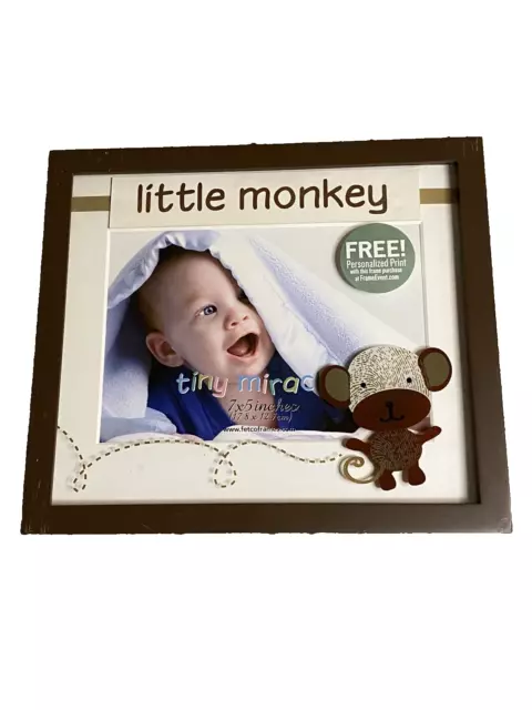 Tiny Miracles Little Monkey Brown Picture Frame Unisex Baby Shower Gift Photo