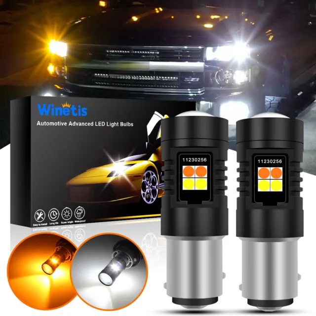 Upgarde White/Amber LED Bulb 1157 16-SMD For Hyundai Kia Front Turn Signal Light