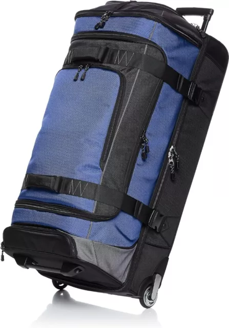 Ripstop Blue Wheeled Duffel Ruggedly built with a telescopic Handle and wheels