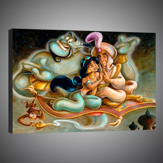 Canvas Art Print Disney Oil Painting Aladdin and Jasmine Home Wall Decor 12x16