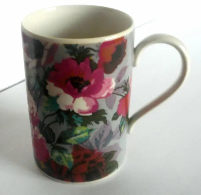 DUNOON Coffee Mug Tea Cup FLORAL Stoneware Pink Gray Purple SCOTLAND