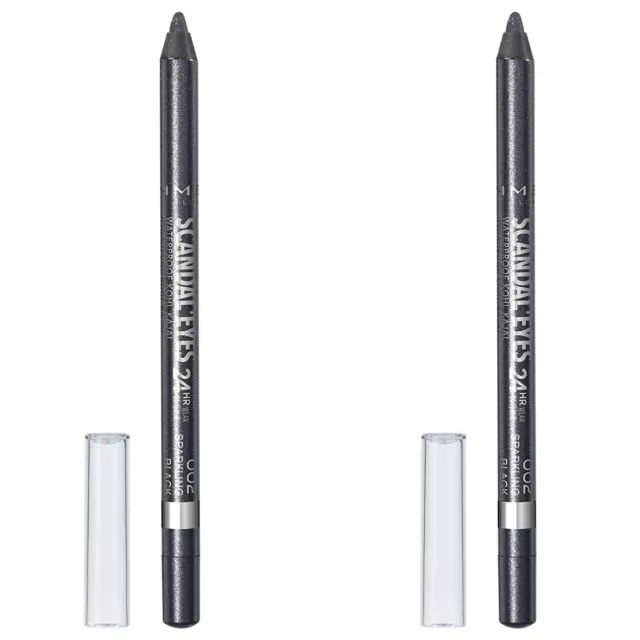 2-New Rimmel Scandaleyes Waterproof Kohl Kajal Liner, 002 Sparkling Black, 0.04