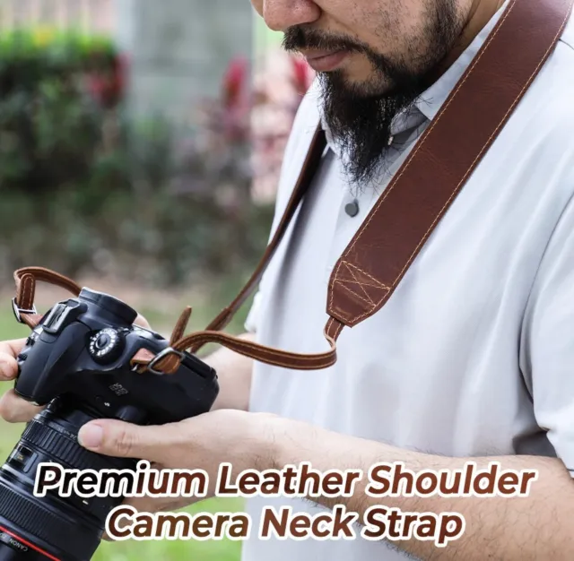 Universal Adjustable Genuine Leather Camera Shoulder Neck Strap Belt Accessories