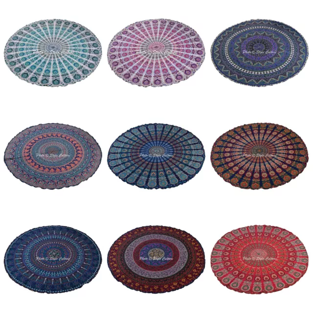 Bohemian Mandala Round Beach Tapestry Hippie Throw Yoga Mat Towel Roundie Indian