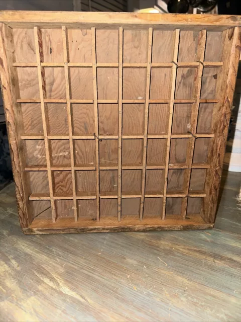 Vintage Wood Printers Drawer Tray Wall Display Shadow Box 12 X 12 X 1.5 Old