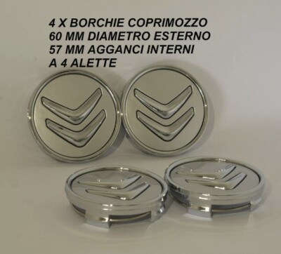 C4 4 Tappi Coprimozzo Grigio Scuro Citroen C1 C3 C4 C5 C6 DS3 60mm Fregi CERCHI 