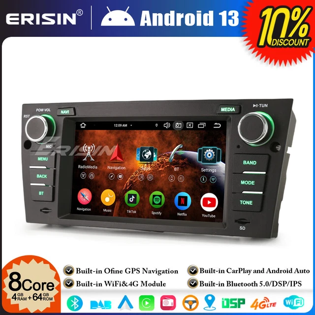 Autoradio Android 14 CarPlay Pour BMW Série 3 E90/E91 Série 5 E60/E61 - 8.8 Pouces 2K - 4G/Bluetooth 5.0 - Erisin