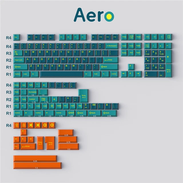 DIY Aero Keycap Cherry Profile 173 Keys ABS DOUBLE SHOT for Cherry MX