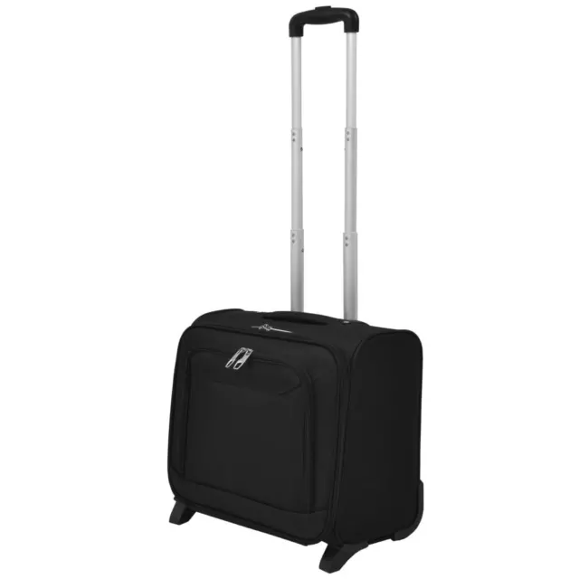 Men Black Pilot Trolley Lightweight Business Travel Luggage Wheeled Suitcase Bag