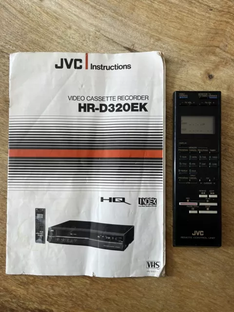 RARE Fully Working Remote & Instructions For JVC HR-D320EK Video VCR Recorder