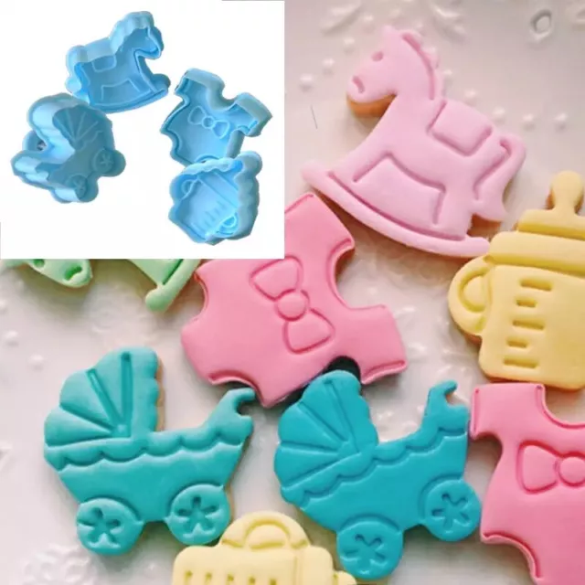 4Pcs/set Baby Shower Themed Cookie Fondant SugarCraft Cutter Mould Mold