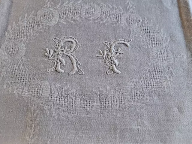 Linge Ancien 6 Serviettes De Table En Damassé Art Déco.Monogramme R F