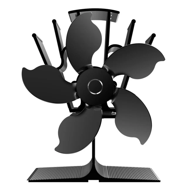 Ventilador de chimenea 5 hojas funcionamiento térmico para leña quemador de leña chimenea negro mercancía de segunda mano